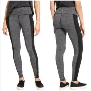 Athleta Metro Drifter Herringbone Print High Rise Leggings Zip Pockets SP